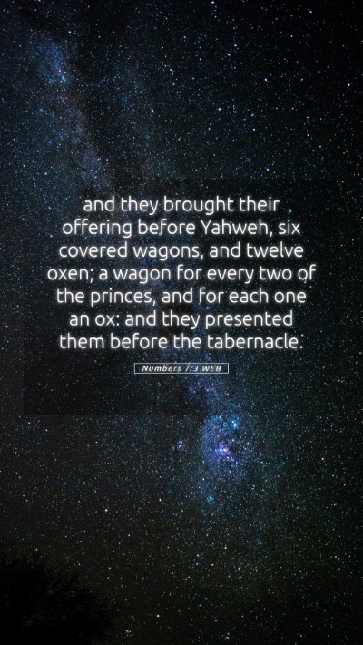 Picture 05 - Numbers 7:3 WEB Mobile Phone Wallpaper - and they brought their offering before Yahweh, - Mobile Bible Verse Wallpaper