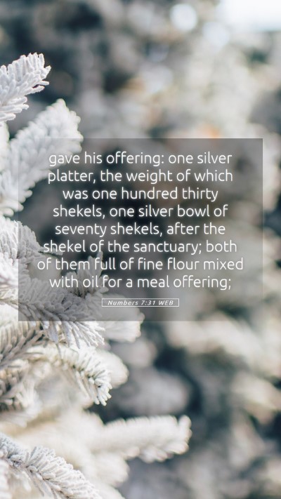Picture 05 - Numbers 7:31 WEB Mobile Phone Wallpaper - gave his offering: one silver platter, the weight - Mobile Bible Verse Wallpaper