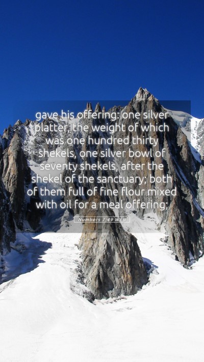 Picture 05 - Numbers 7:49 WEB Mobile Phone Wallpaper - gave his offering: one silver platter, the weight - Mobile Bible Verse Wallpaper