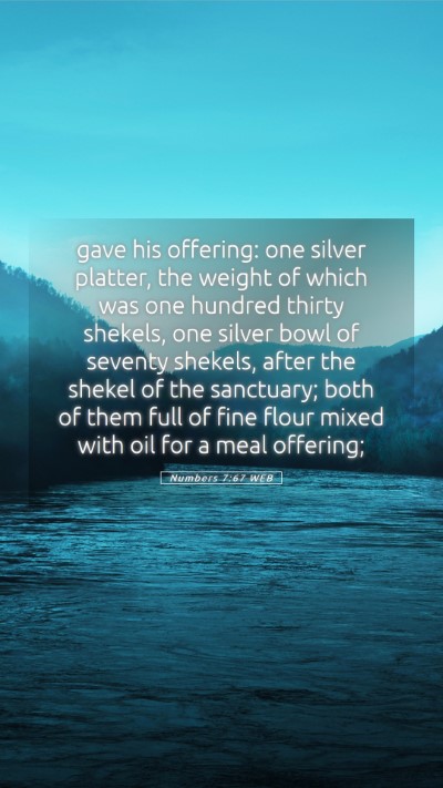 Picture 05 - Numbers 7:67 WEB Mobile Phone Wallpaper - gave his offering: one silver platter, the weight - Mobile Bible Verse Wallpaper