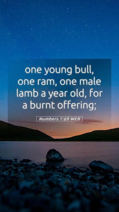 Picture 05 - Numbers 7:69 WEB Mobile Phone Wallpaper - one young bull, one ram, one male lamb a year - Mobile Bible Verse Wallpaper