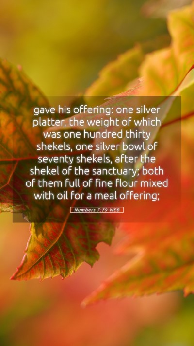 Picture 05 - Numbers 7:79 WEB Mobile Phone Wallpaper - gave his offering: one silver platter, the weight - Mobile Bible Verse Wallpaper