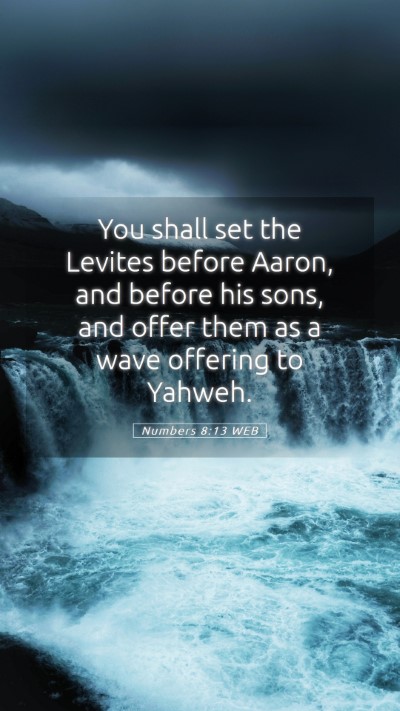 Picture 05 - Numbers 8:13 WEB Mobile Phone Wallpaper - You shall set the Levites before Aaron, and - Mobile Bible Verse Wallpaper