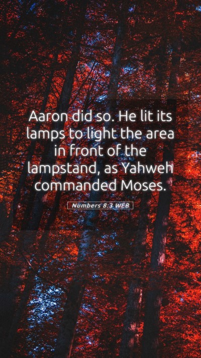 Picture 05 - Numbers 8:3 WEB Mobile Phone Wallpaper - Aaron did so. He lit its lamps to light the area - Mobile Bible Verse Wallpaper