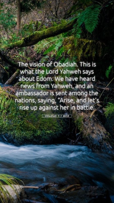 Picture 05 - Obadiah 1:1 WEB Mobile Phone Wallpaper - The vision of Obadiah. This is what the Lord - Mobile Bible Verse Wallpaper