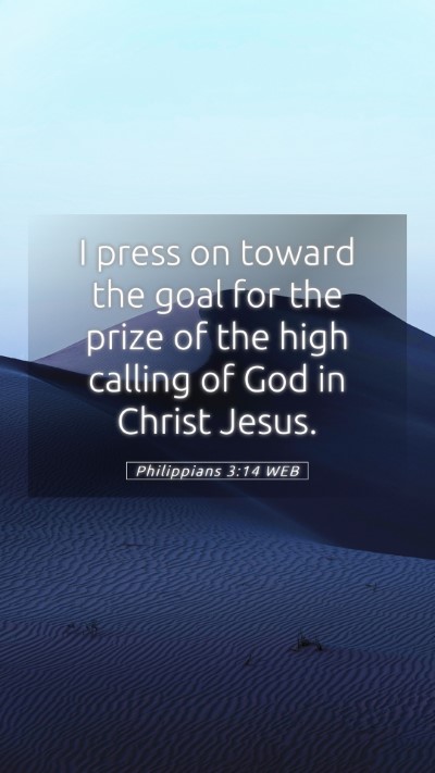 Picture 05 - Philippians 3:14 WEB Mobile Phone Wallpaper - I press on toward the goal for the prize of the - Mobile Bible Verse Wallpaper