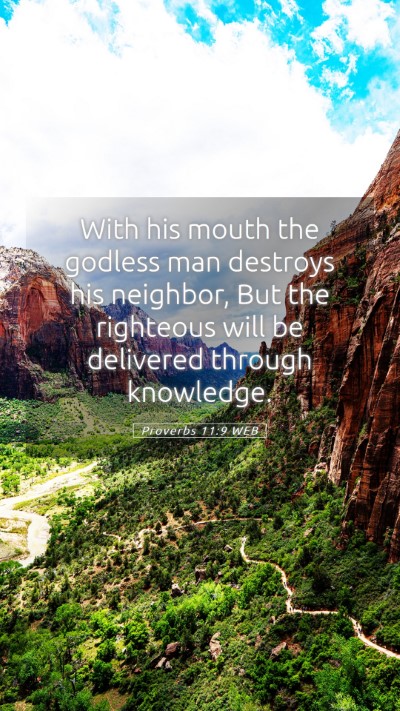 Picture 05 - Proverbs 11:9 WEB Mobile Phone Wallpaper - With his mouth the godless man destroys his - Mobile Bible Verse Wallpaper