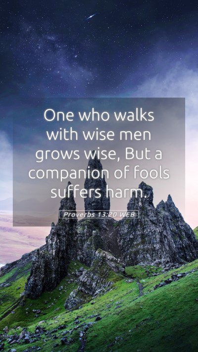 Picture 05 - Proverbs 13:20 WEB Mobile Phone Wallpaper - One who walks with wise men grows wise, But a - Mobile Bible Verse Wallpaper