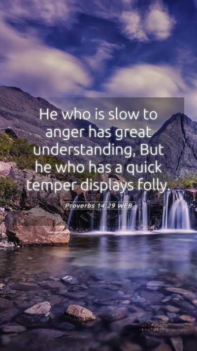 Picture 05 - Proverbs 14:29 WEB Mobile Phone Wallpaper - He who is slow to anger has great understanding, - Mobile Bible Verse Wallpaper