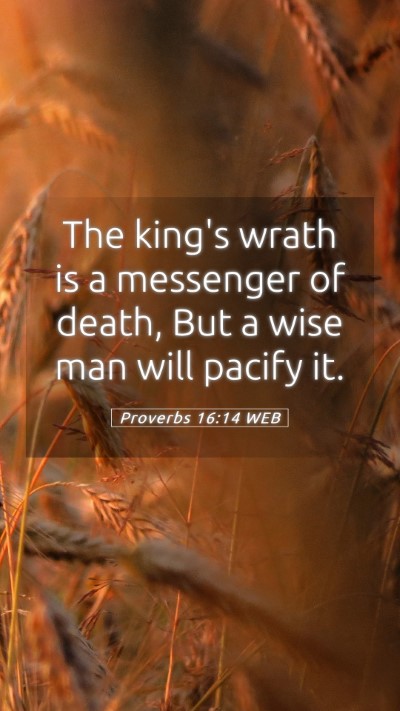 Picture 05 - Proverbs 16:14 WEB Mobile Phone Wallpaper - The king's wrath is a messenger of death, But a - Mobile Bible Verse Wallpaper