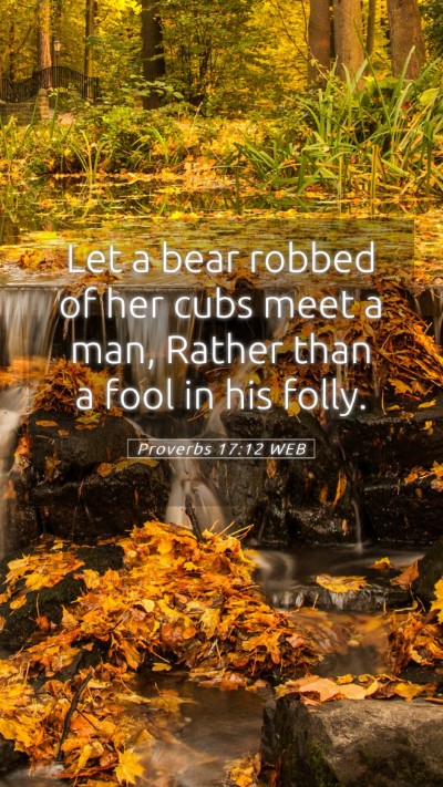Picture 05 - Proverbs 17:12 WEB Mobile Phone Wallpaper - Let a bear robbed of her cubs meet a man, Rather - Mobile Bible Verse Wallpaper
