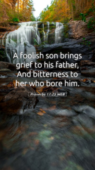 Picture 05 - Proverbs 17:25 WEB Mobile Phone Wallpaper - A foolish son brings grief to his father, And - Mobile Bible Verse Wallpaper