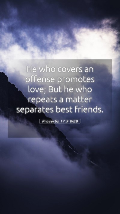 Picture 05 - Proverbs 17:9 WEB Mobile Phone Wallpaper - He who covers an offense promotes love; But he - Mobile Bible Verse Wallpaper