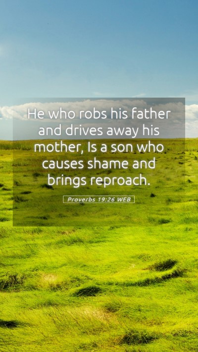 Picture 05 - Proverbs 19:26 WEB Mobile Phone Wallpaper - He who robs his father and drives away his - Mobile Bible Verse Wallpaper
