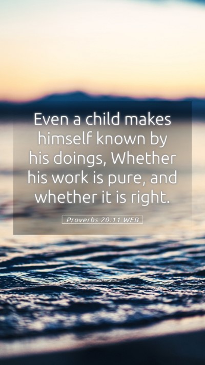 Picture 05 - Proverbs 20:11 WEB Mobile Phone Wallpaper - Even a child makes himself known by his doings, - Mobile Bible Verse Wallpaper