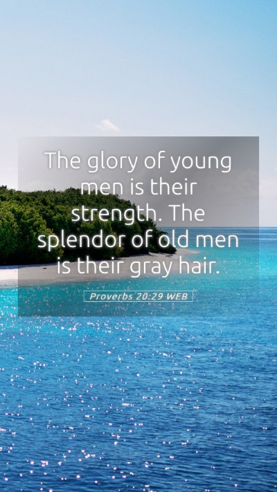 Picture 05 - Proverbs 20:29 WEB Mobile Phone Wallpaper - The glory of young men is their strength. The - Mobile Bible Verse Wallpaper