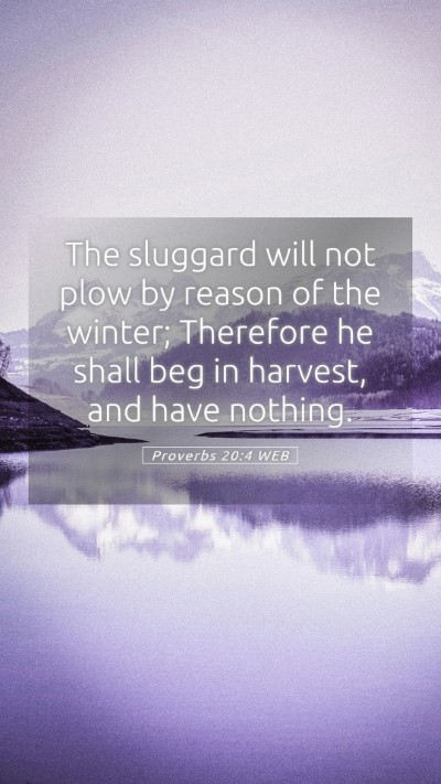 Picture 05 - Proverbs 20:4 WEB Mobile Phone Wallpaper - The sluggard will not plow by reason of the - Mobile Bible Verse Wallpaper
