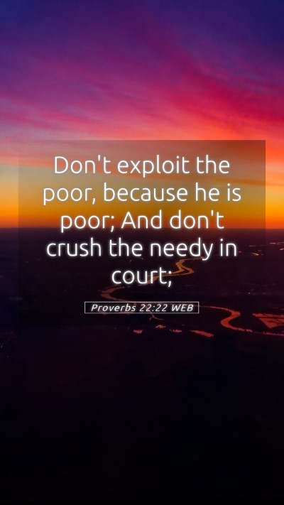 Picture 05 - Proverbs 22:22 WEB Mobile Phone Wallpaper - Don't exploit the poor, because he is poor; And - Mobile Bible Verse Wallpaper