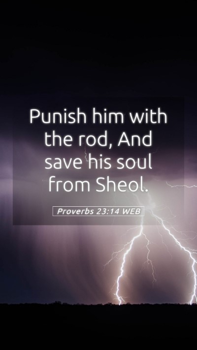 Picture 05 - Proverbs 23:14 WEB Mobile Phone Wallpaper - Punish him with the rod, And save his soul from - Mobile Bible Verse Wallpaper