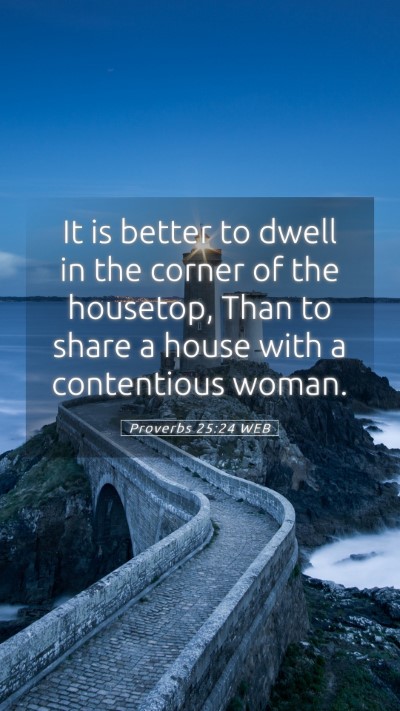 Picture 05 - Proverbs 25:24 WEB Mobile Phone Wallpaper - It is better to dwell in the corner of the - Mobile Bible Verse Wallpaper