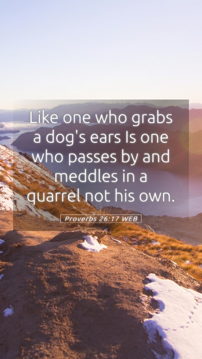 Picture 05 - Proverbs 26:17 WEB Mobile Phone Wallpaper - Like one who grabs a dog's ears Is one who passes - Mobile Bible Verse Wallpaper