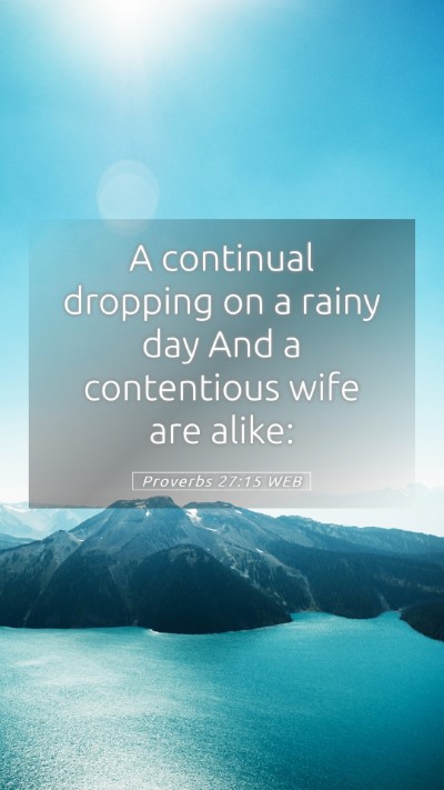 Picture 05 - Proverbs 27:15 WEB Mobile Phone Wallpaper - A continual dropping on a rainy day And a - Mobile Bible Verse Wallpaper