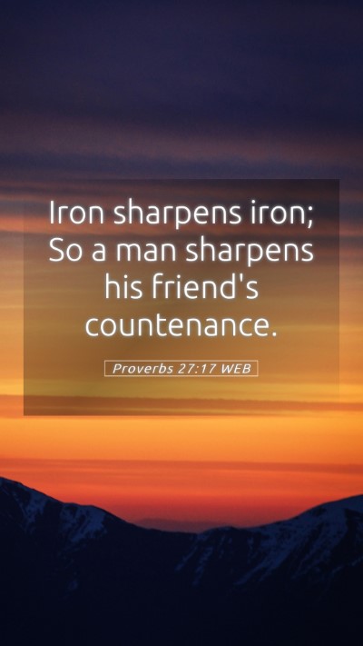 Picture 05 - Proverbs 27:17 WEB Mobile Phone Wallpaper - Iron sharpens iron; So a man sharpens his - Mobile Bible Verse Wallpaper