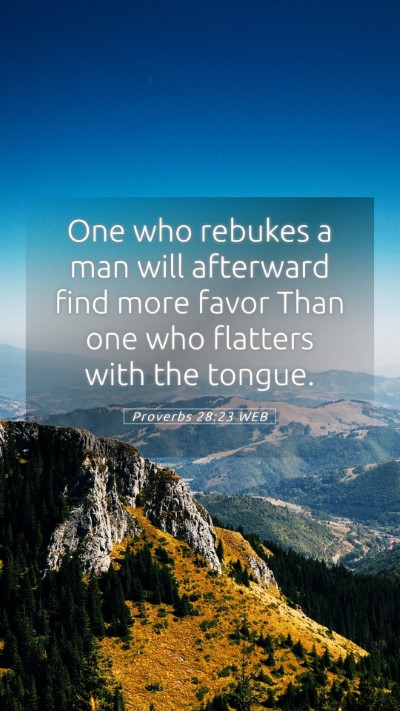 Picture 05 - Proverbs 28:23 WEB Mobile Phone Wallpaper - One who rebukes a man will afterward find more - Mobile Bible Verse Wallpaper