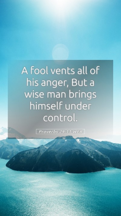 Picture 05 - Proverbs 29:11 WEB Mobile Phone Wallpaper - A fool vents all of his anger, But a wise man - Mobile Bible Verse Wallpaper
