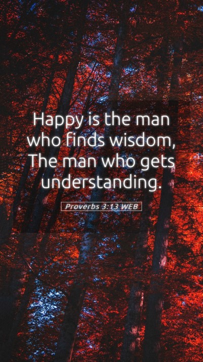 Picture 05 - Proverbs 3:13 WEB Mobile Phone Wallpaper - Happy is the man who finds wisdom, The man who - Mobile Bible Verse Wallpaper