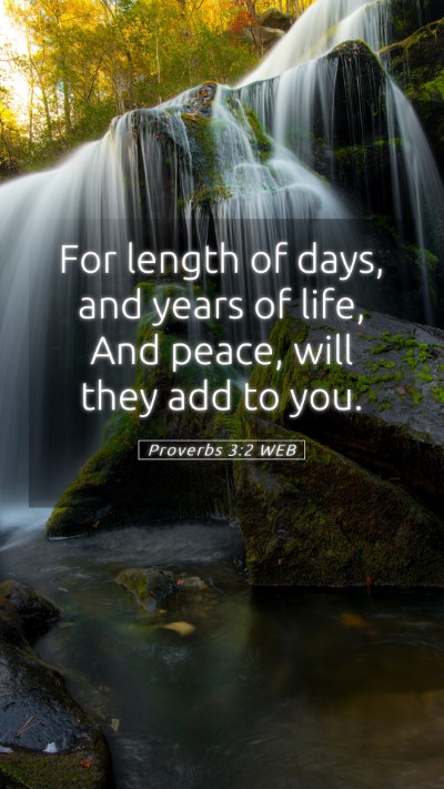 Picture 05 - Proverbs 3:2 WEB Mobile Phone Wallpaper - For length of days, and years of life, And peace, - Mobile Bible Verse Wallpaper