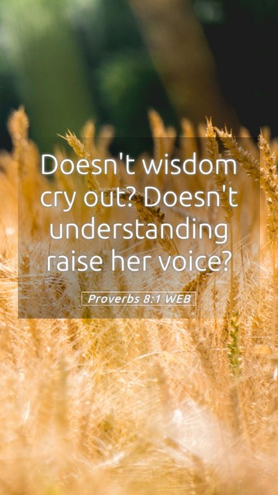Picture 05 - Proverbs 8:1 WEB Mobile Phone Wallpaper - Doesn't wisdom cry out? Doesn't understanding - Mobile Bible Verse Wallpaper