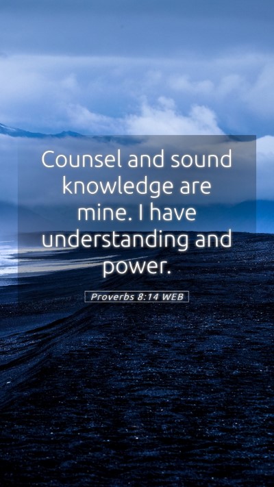 Picture 05 - Proverbs 8:14 WEB Mobile Phone Wallpaper - Counsel and sound knowledge are mine. I have - Mobile Bible Verse Wallpaper