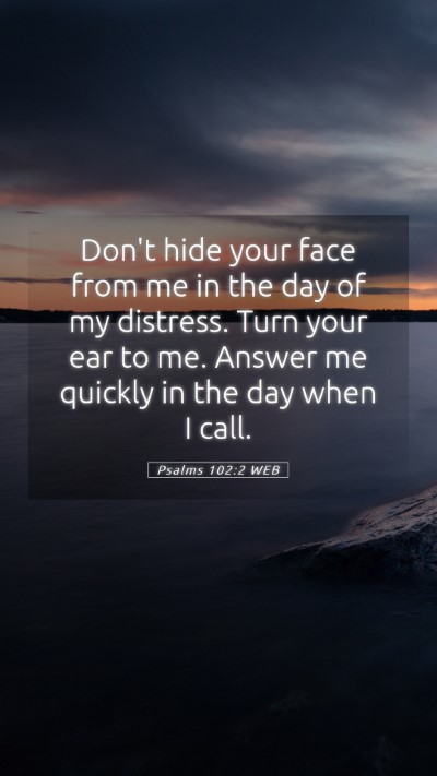 Picture 05 - Psalms 102:2 WEB Mobile Phone Wallpaper - Don't hide your face from me in the day of my - Mobile Bible Verse Wallpaper