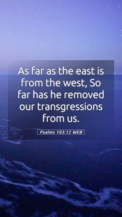 Picture 05 - Psalms 103:12 WEB Mobile Phone Wallpaper - As far as the east is from the west, So far has - Mobile Bible Verse Wallpaper