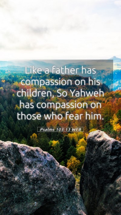 Picture 05 - Psalms 103:13 WEB Mobile Phone Wallpaper - Like a father has compassion on his children, So - Mobile Bible Verse Wallpaper