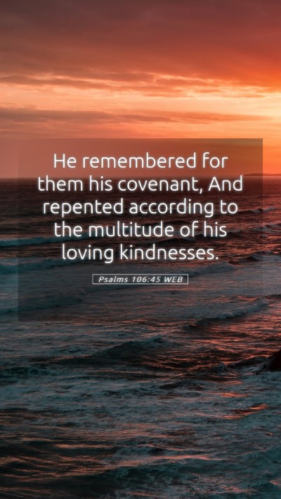 Picture 05 - Psalms 106:45 WEB Mobile Phone Wallpaper - He remembered for them his covenant, And repented - Mobile Bible Verse Wallpaper