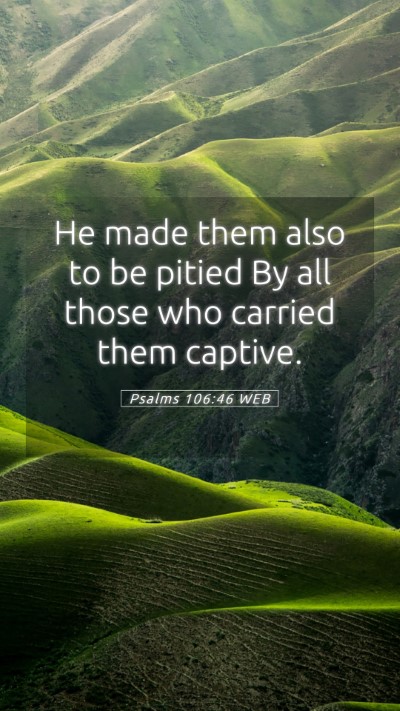 Picture 05 - Psalms 106:46 WEB Mobile Phone Wallpaper - He made them also to be pitied By all those who - Mobile Bible Verse Wallpaper