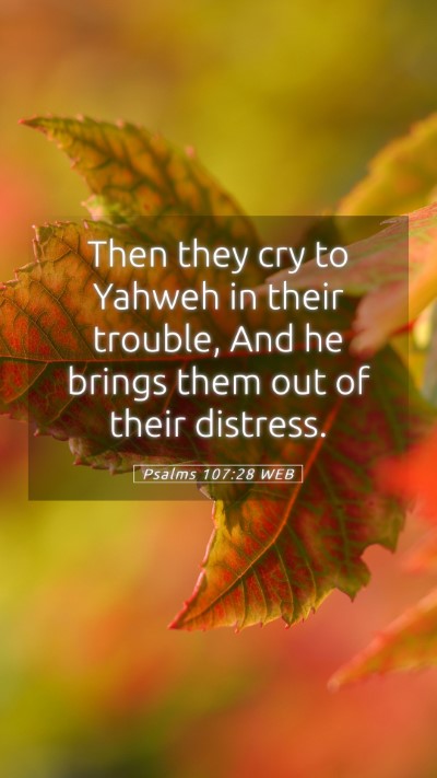 Picture 05 - Psalms 107:28 WEB Mobile Phone Wallpaper - Then they cry to Yahweh in their trouble, And he - Mobile Bible Verse Wallpaper