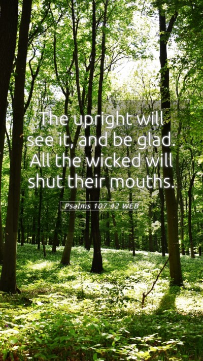 Picture 05 - Psalms 107:42 WEB Mobile Phone Wallpaper - The upright will see it, and be glad. All the - Mobile Bible Verse Wallpaper