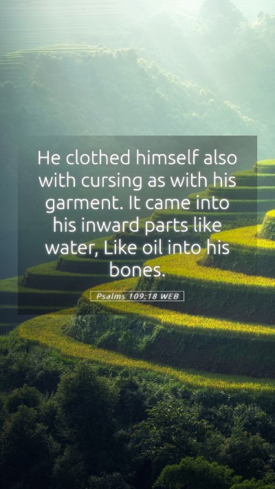 Picture 05 - Psalms 109:18 WEB Mobile Phone Wallpaper - He clothed himself also with cursing as with his - Mobile Bible Verse Wallpaper