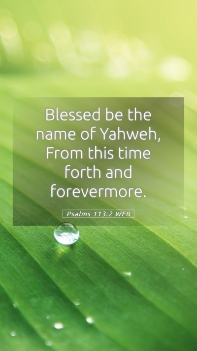 Picture 05 - Psalms 113:2 WEB Mobile Phone Wallpaper - Blessed be the name of Yahweh, From this time - Mobile Bible Verse Wallpaper
