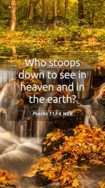 Picture 05 - Psalms 113:6 WEB Mobile Phone Wallpaper - Who stoops down to see in heaven and in the - Mobile Bible Verse Wallpaper