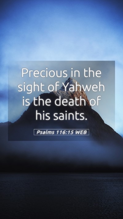 Picture 05 - Psalms 116:15 WEB Mobile Phone Wallpaper - Precious in the sight of Yahweh is the death of - Mobile Bible Verse Wallpaper