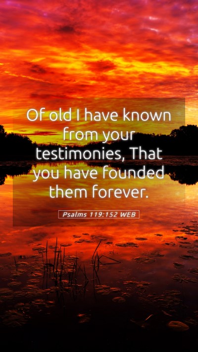 Picture 05 - Psalms 119:152 WEB Mobile Phone Wallpaper - Of old I have known from your testimonies, That - Mobile Bible Verse Wallpaper