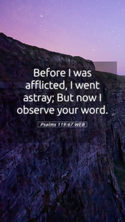 Picture 05 - Psalms 119:67 WEB Mobile Phone Wallpaper - Before I was afflicted, I went astray; But now I - Mobile Bible Verse Wallpaper