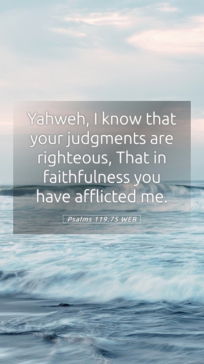 Picture 05 - Psalms 119:75 WEB Mobile Phone Wallpaper - Yahweh, I know that your judgments are righteous, - Mobile Bible Verse Wallpaper