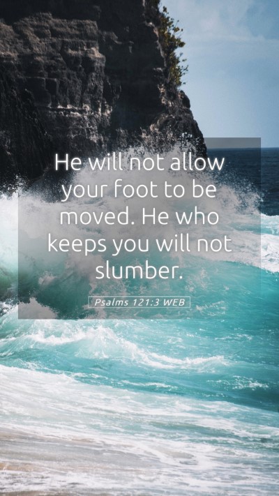Picture 05 - Psalms 121:3 WEB Mobile Phone Wallpaper - He will not allow your foot to be moved. He who - Mobile Bible Verse Wallpaper