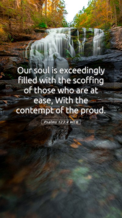 Picture 05 - Psalms 123:4 WEB Mobile Phone Wallpaper - Our soul is exceedingly filled with the scoffing - Mobile Bible Verse Wallpaper
