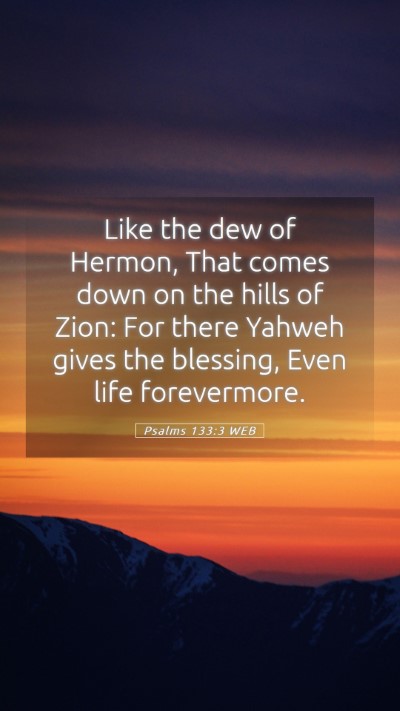 Picture 05 - Psalms 133:3 WEB Mobile Phone Wallpaper - Like the dew of Hermon, That comes down on the - Mobile Bible Verse Wallpaper